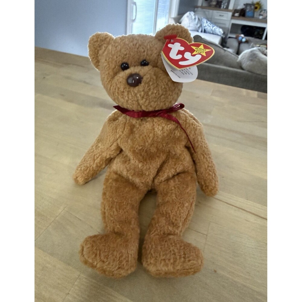 Ty Beanie Babies Curly Teddy Bear Plush Beanbag w/ Tag 1996 Vintage